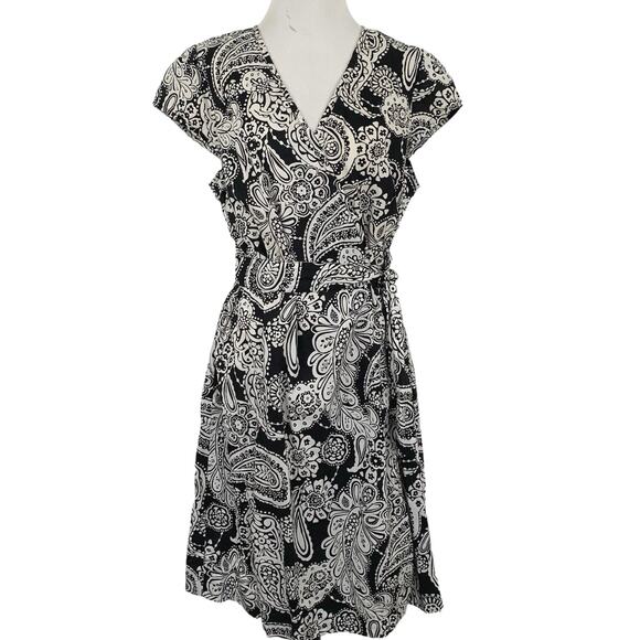 Tommy Hilfiger Dresses & Skirts - Tommy Hilfiger Wrap Mini Dress Short Sleeve Paisley Black Lightweight Casual XL